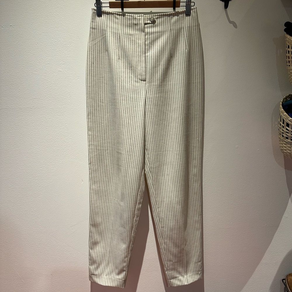 Vintage Steilmann Women’s Beige and Black Striped Trouser pants
